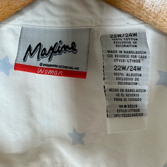 Vintage Hallmark Maxine & Floyd Button Up Shirt Size 24W Star Print Embroidered - Picture 10 of 12